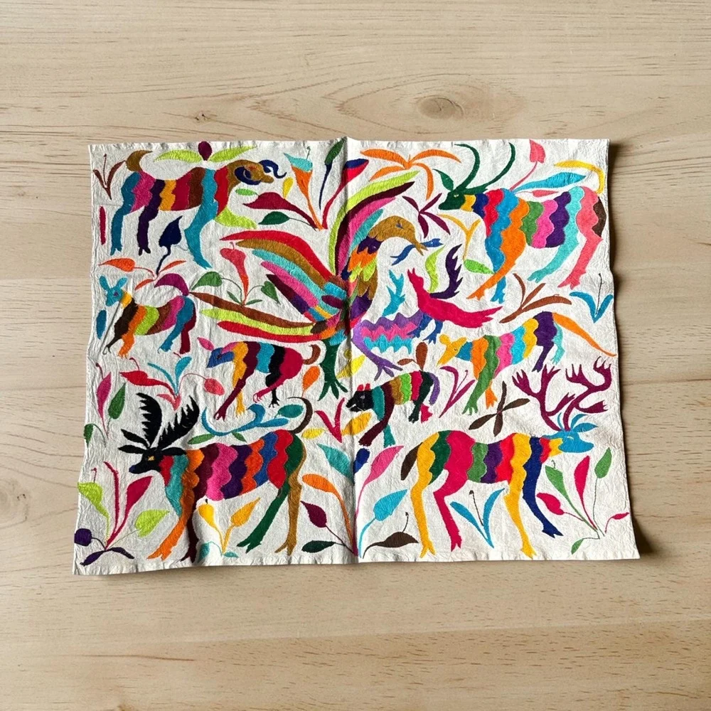 Vintage Otomi Tenango Hand Embroidered Textile Mexican‎ Folk Art 35